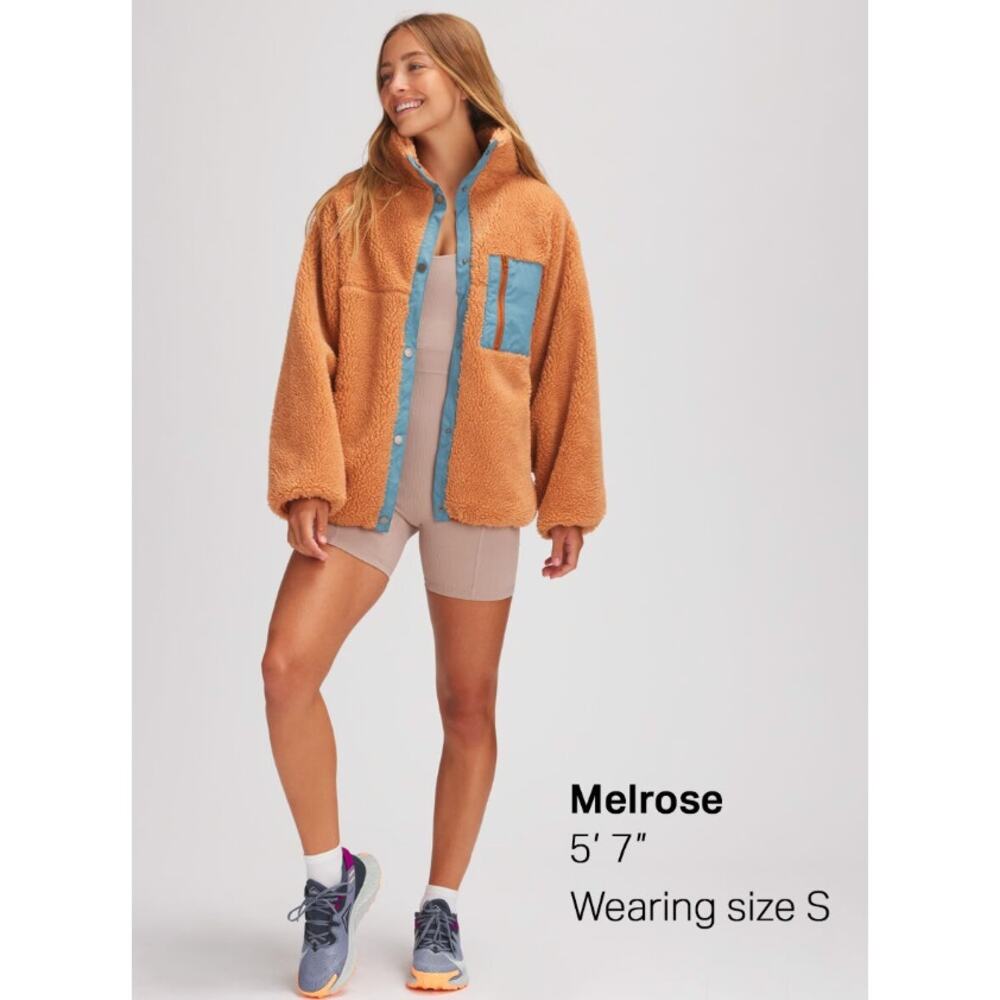 basin + range orange blue sherpa jacket